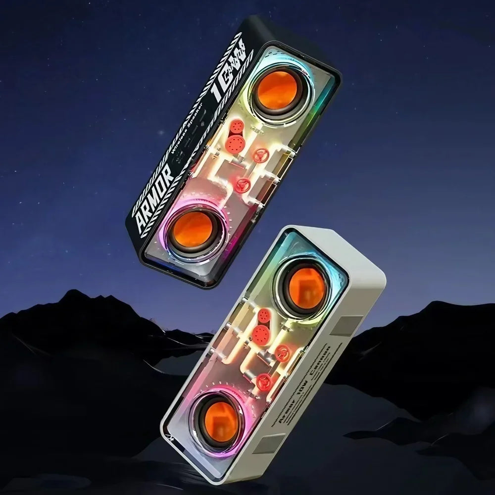 Colorful Portable Bluetooth Speaker Wireless Stereo TWS Transparent Crystal LED Music Player with TF Card