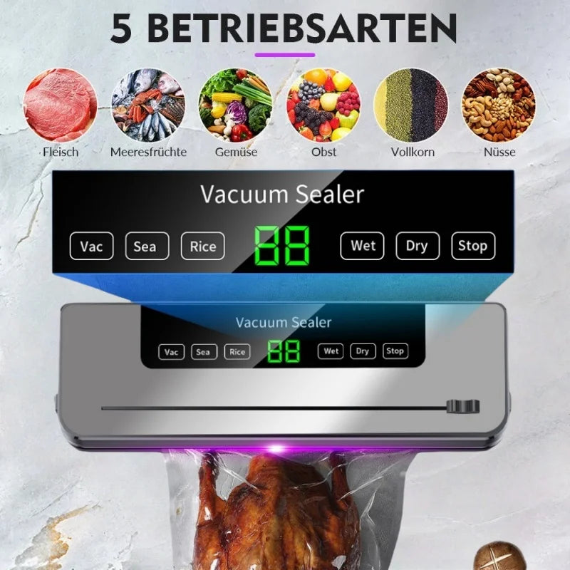 Electric Vacuum Sealer Dry/Wet Food Sealed Packaging Kitchen Food Storage Seal Built-in Cutter Knife Vacuum Sealer Machine