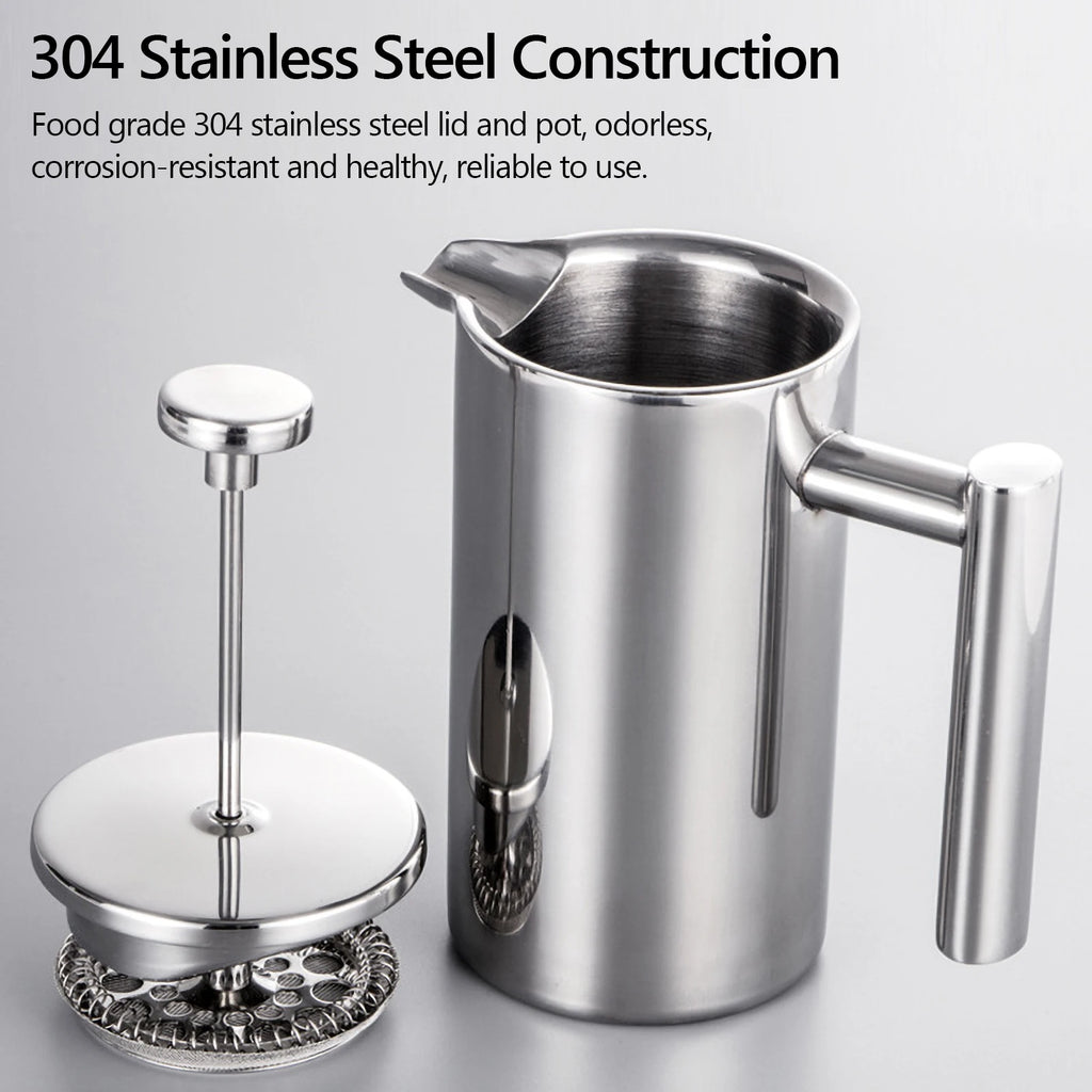 Coffee Maker Stainless Steel Double Walled Insulated Coffee   Maker Pot 350ml/800ml/1000ml French Press