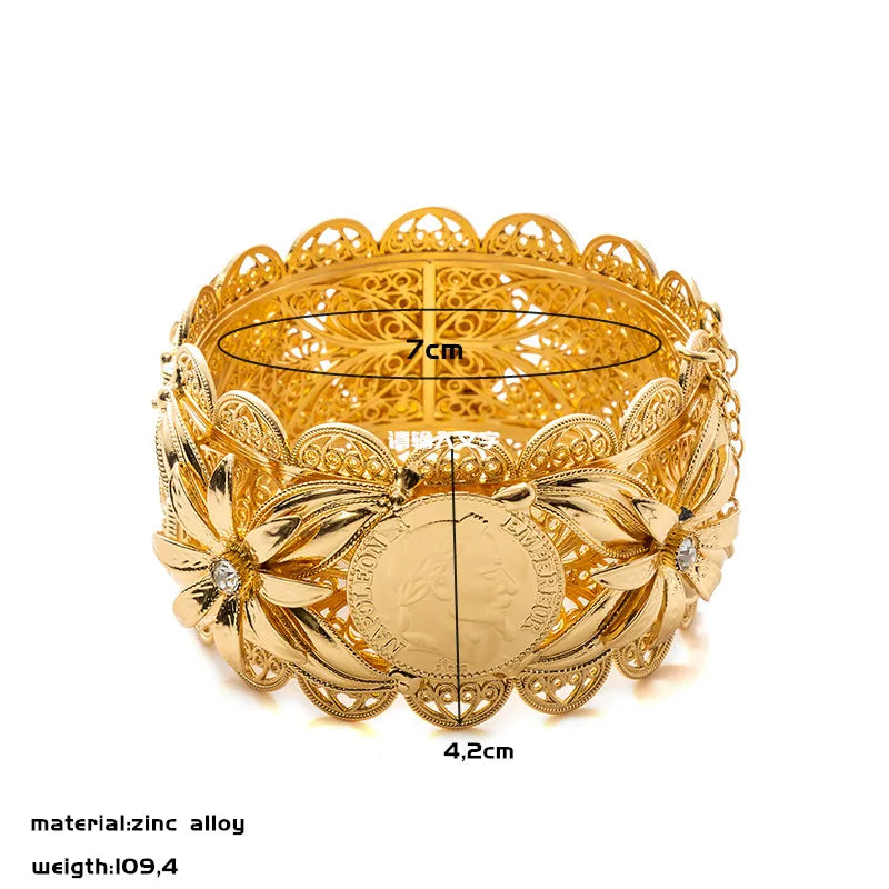 Arab Gold Color Bangles For Women Dubai Bride Crystal Wedding Ethiopian Bracelet Africa Bangle