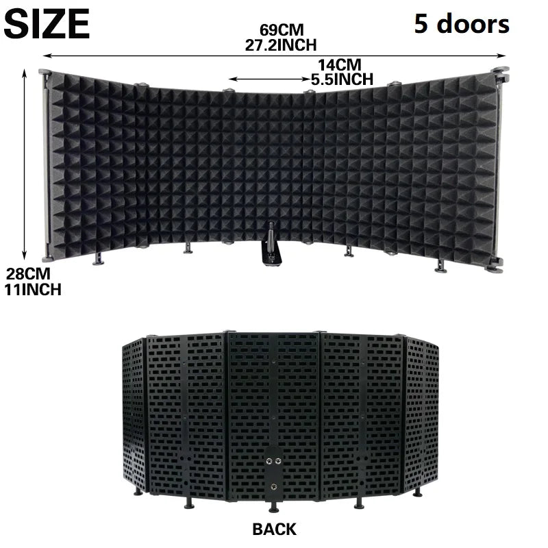 3 / 5 Panel Reflection Filters Professional Studio Recording Microphone Isolation Shield Suitable For Any Condenser Mic