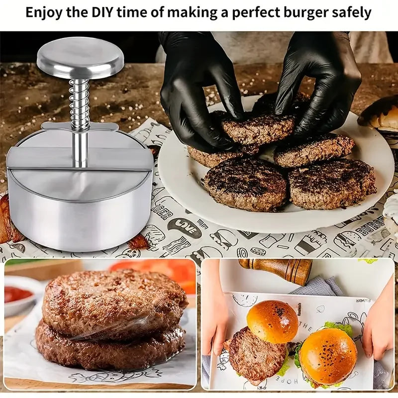 1PC Stainless Steel Hamburger Patty Manual Meat Cheeseburger Press Round Diy Patty Meat Dumpling Wrapper Kitchen Supplies Tools