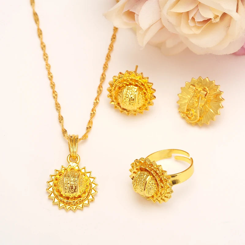 24K Gold Color Ethiopian Traditiona Newest Item Jewelry Sets  Ethiopia Eritrea Sets For Women's Habesha Wedding Party Gifts