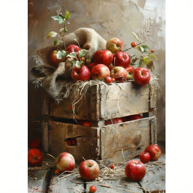 1pc Frameless Retro Still Life Poster Printing Lemon Olive Tree Plant in Vase Canvas Painting Plant Antique Family Room Decor