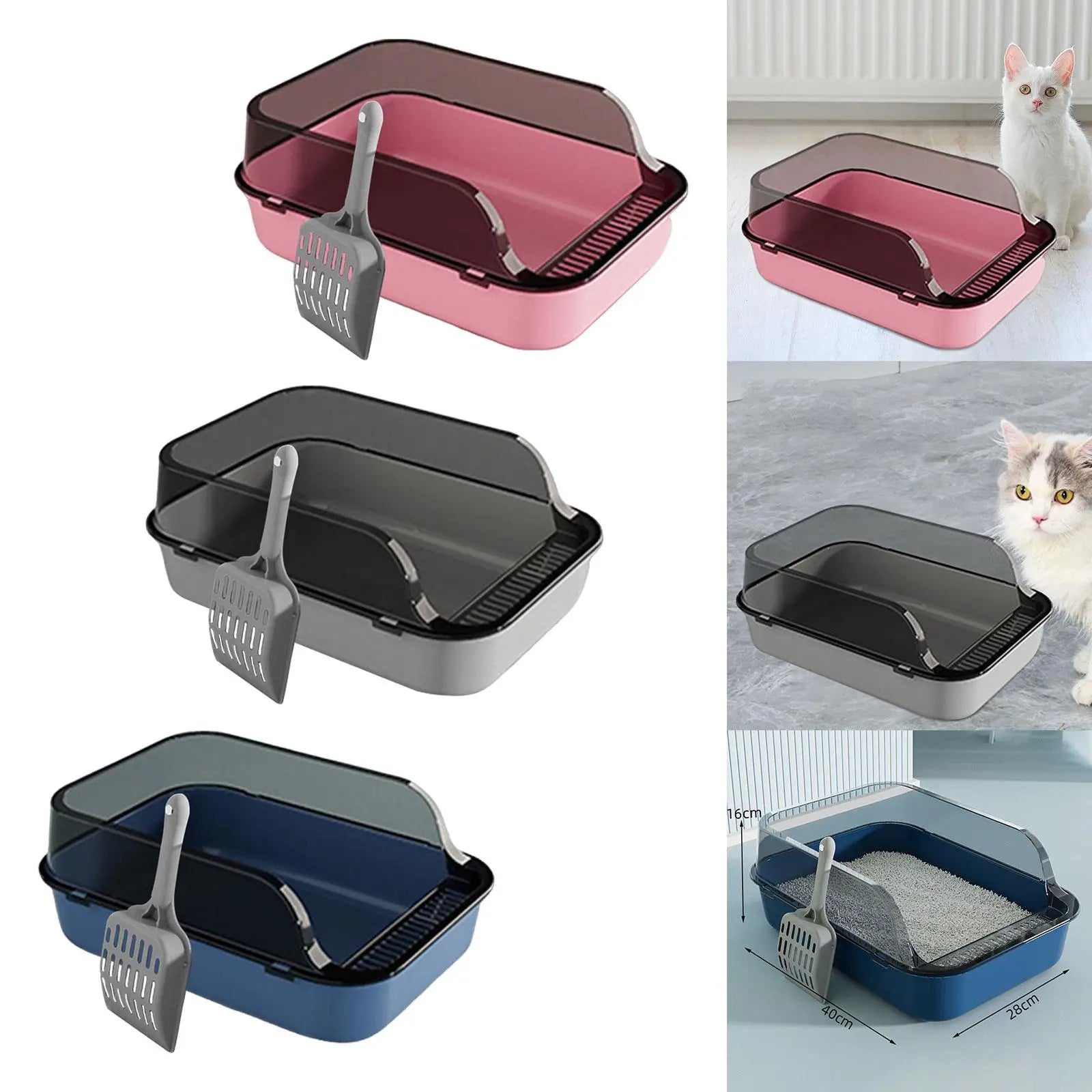 Cat Litter Box Kitten Toilet High Sided Travel Kitten Litter Pan Detachable Anti