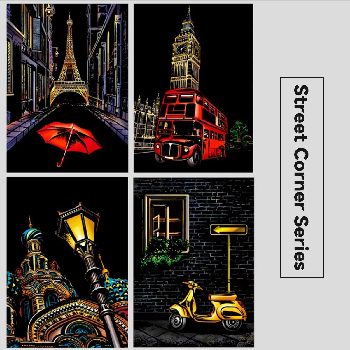 A4 Scratch Paper Art Crafts World Landscape Scraping Paintings Adult Decompression Toys Kids Creative DIY Handmade Gifts
