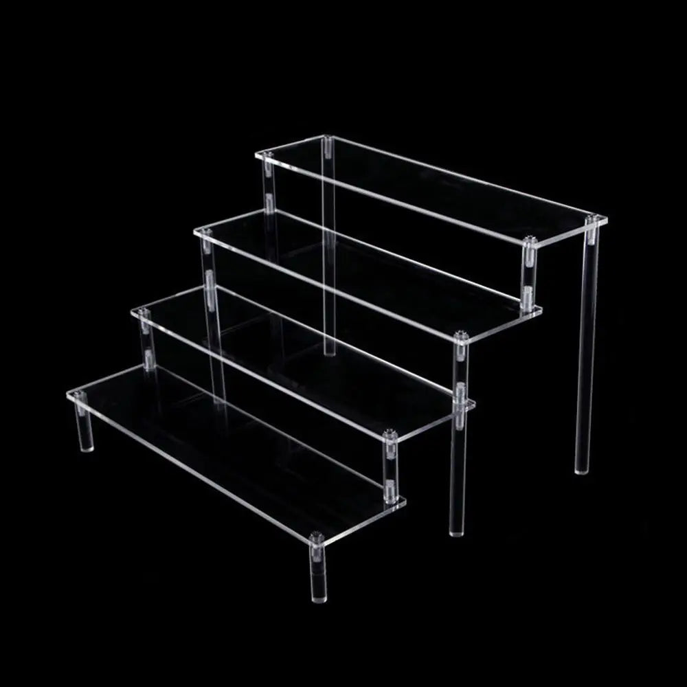 1-5 Tier Acrylic Display Stand Durable Display Rack For Cupcake Perfume Doll Transparent Trapezoidal Blind Box Storage Shelf
