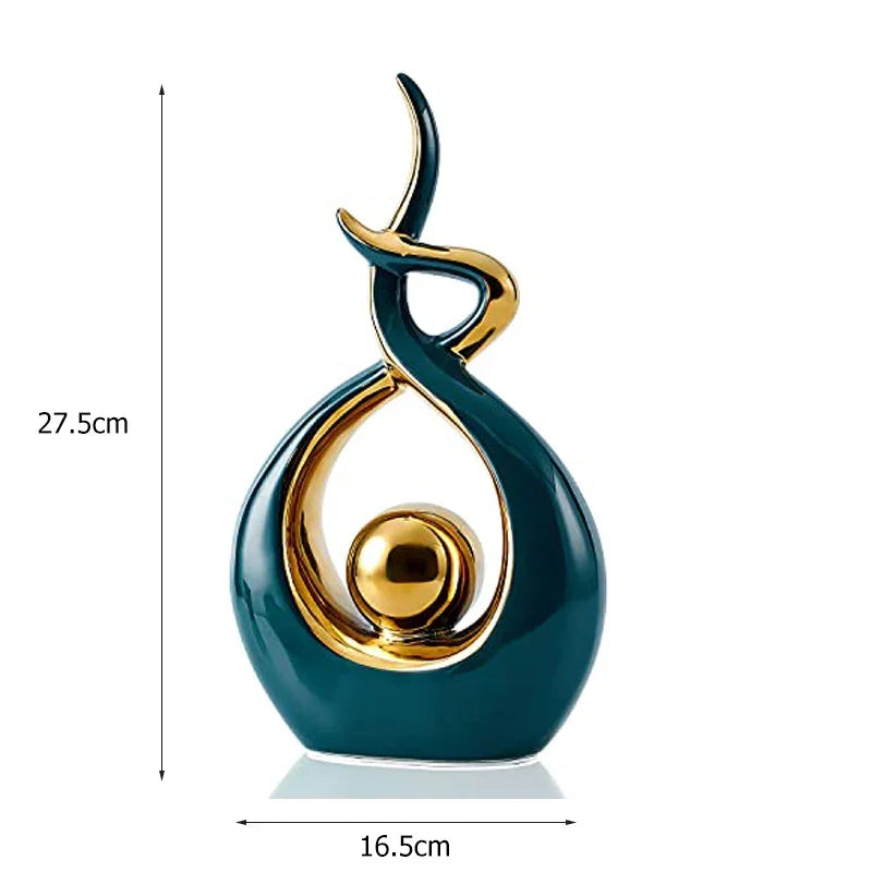 Abstract Ceramic Sculpture Golden Art Statue Modern Home Decor Accessories Living Room Desk Office Supplies Crafts Gifts