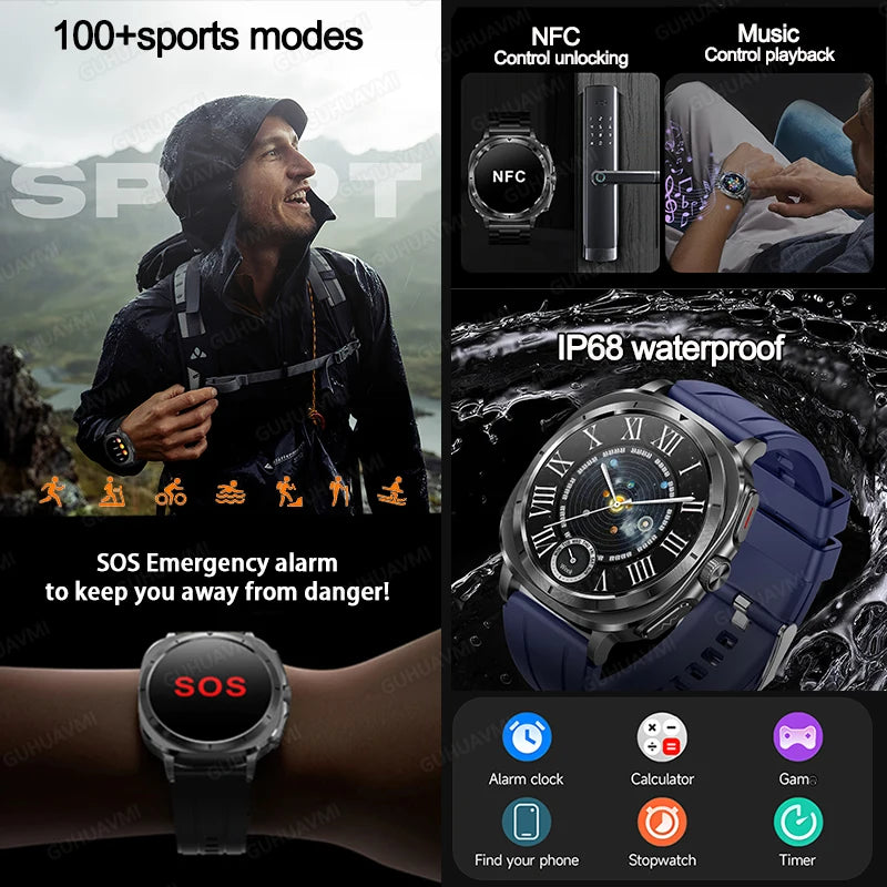 2025New ECG+PPG Laser Diagnose Blood pressure Smart Watch Men Heart Rate Uric Acid Blood fat Body analysis Health NFC Smartwatch