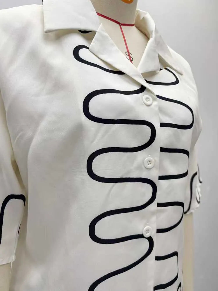 2 Pieces Set for Woman Summer Short Sleeve White Top and Loose Straight Trouser Casual Streetwear Shirt and Pants Set Outfit
