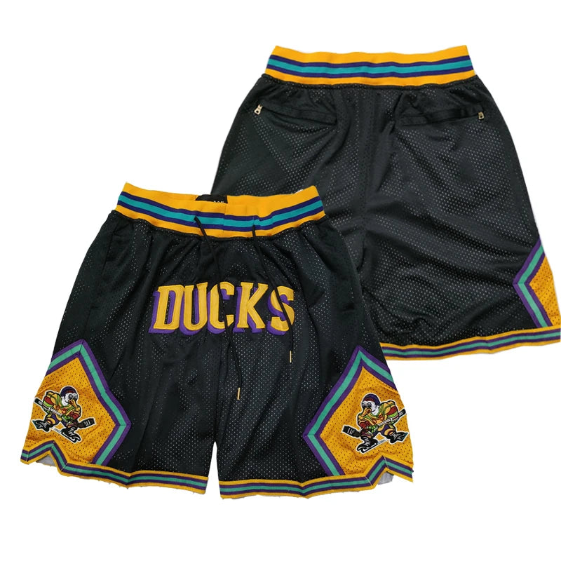 Basketball shorts Mighty Ducks Four pockets Sewing embroidery outdoor sport Beach pants train ventilation Black Green movie 2024