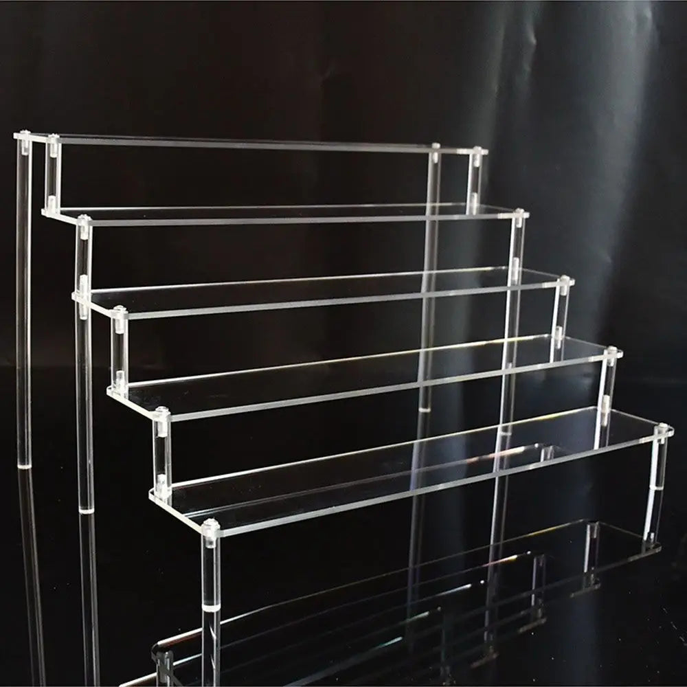 1-5 Tier Acrylic Display Stand Durable Display Rack For Cupcake Perfume Doll Transparent Trapezoidal Blind Box Storage Shelf