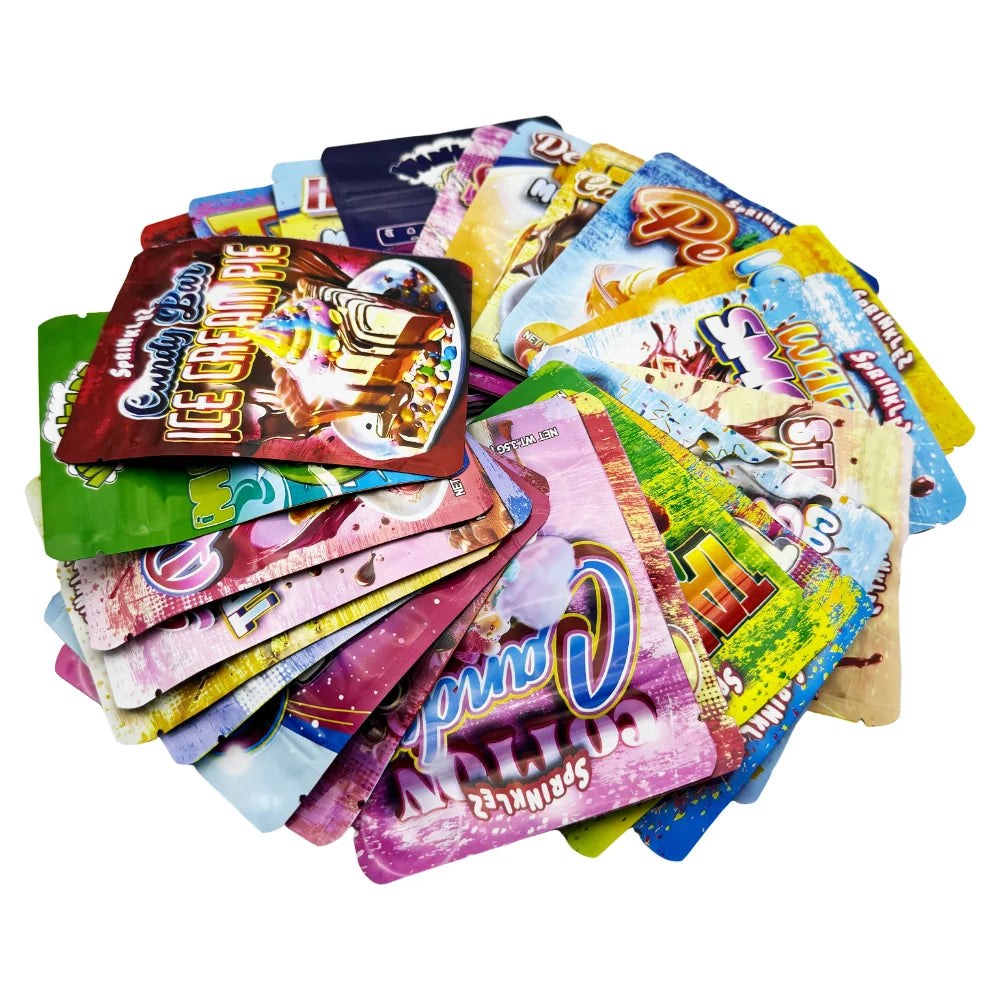 50Pcs Empty Paper Box With Mylar Bag 3.5Gram Packaging Boxes Resealable Zipper Lock Pouch Strawberry Watermelon Plastic Case