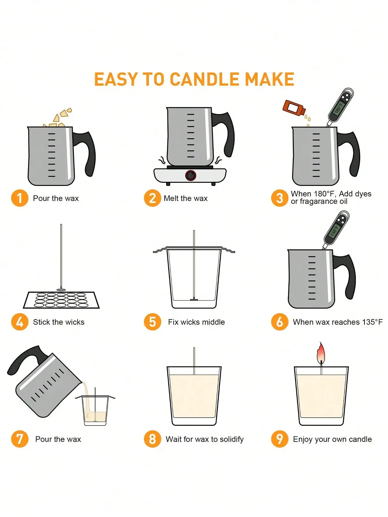 0.5LB Candle Making Kit Supplies, Soy Wax DIY Candle Making, With Soy Candle Wax, Candle Wicks, Fragrance Dried Flower