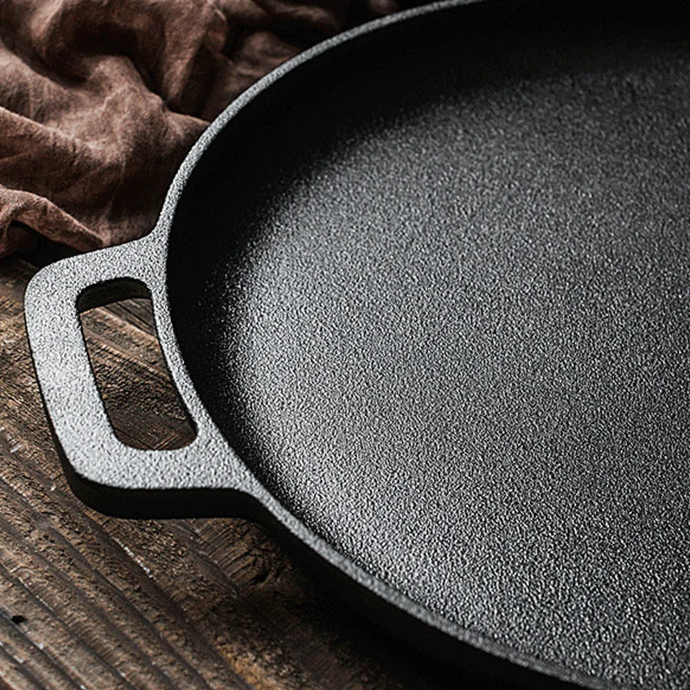 Cast Iron Frying Pan For Home Use Pizza Pancake Fry Pan Non-Stick Round Griddle For Crepes Camping BBQ Grill for Outdoor Cookwar