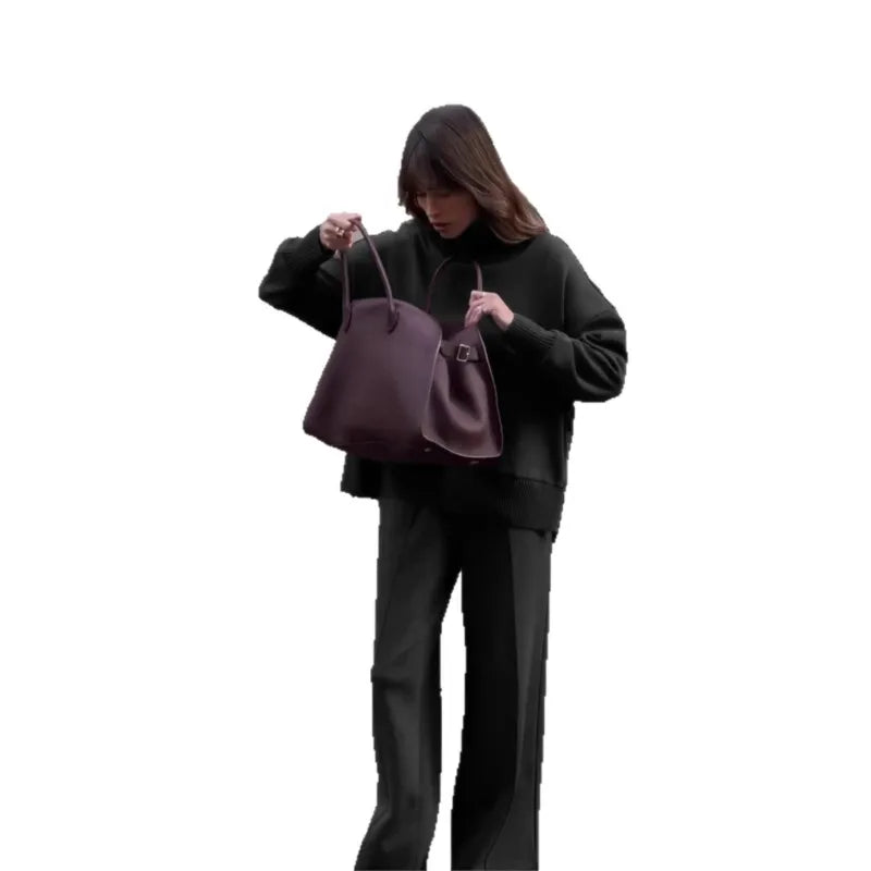 Fashion Autumn Spring Suit New Women's Long Sleeve Hoodie Sweatshirt Set Solid Color Casual Loose Pocket Pants Two Piece Outfit