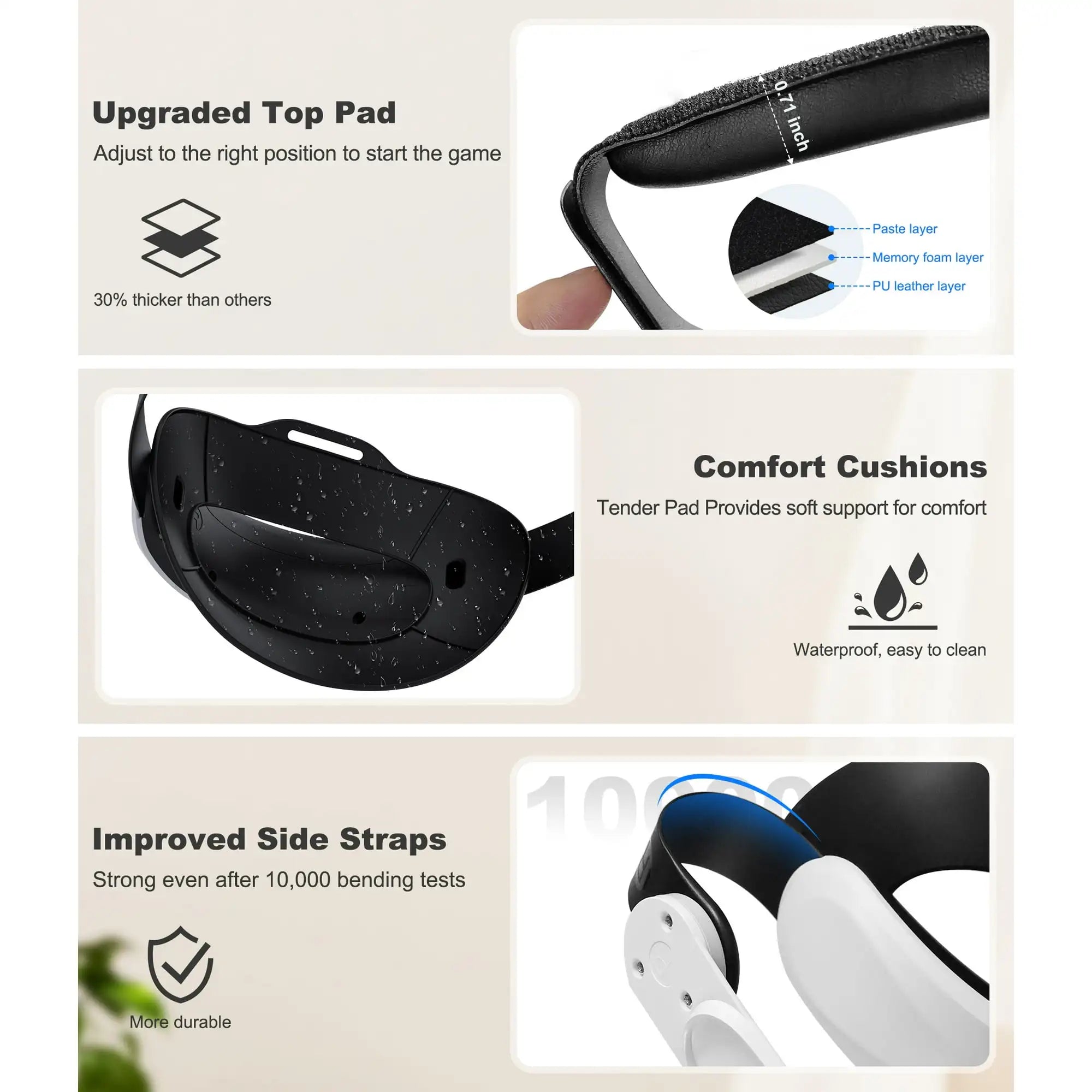 Beboncool Comfort Head Strap for Meta 2/3/3S–Precision-Adjustable Upgrade Headset Strap for VR with Flip Visor & Washable Design