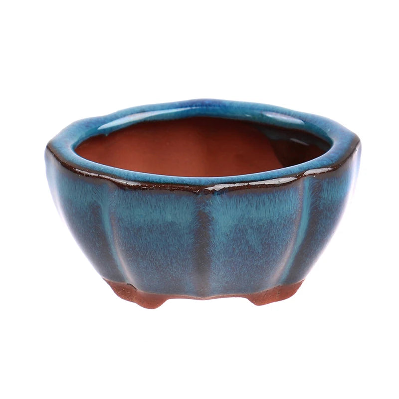 1pcs Chinese Style Bonsai Flowerpot Ventilate Purple Sands Ceramic Craft Plant Pot Planter For Home Office Desk
