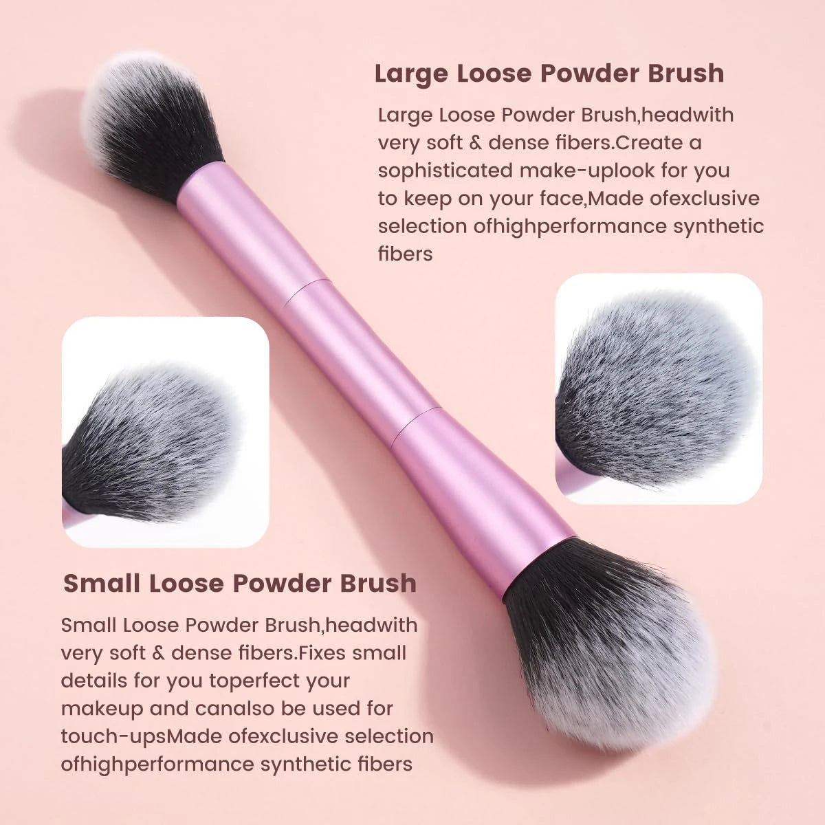 15 PCS Makeup Brushes Double-ended Makeup Brush Set Double Sided Angled/Round Top Brush Foundation Contour Blending Eyebrow Eyes