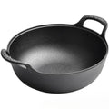 Cast Iron Skillet with Handles Durable Grilling Wok Nonstick Cooking Pot for Home Outdoor Grilling Camping Kitchen Cookware