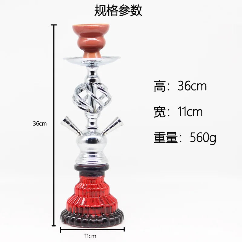 Arabic Hookah Set With Ceramic Shisha Bowl Shisha Pipe Glass Hose Metal Charcoal Tongs Chicha Narguile Smoking Tools