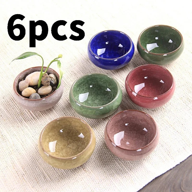 6pc Kiln-changed Flower Pot Bonsai Ceramic Pots For Plants Mini Succulent Plant Small Cactus Outdoor Container Modern Decorative