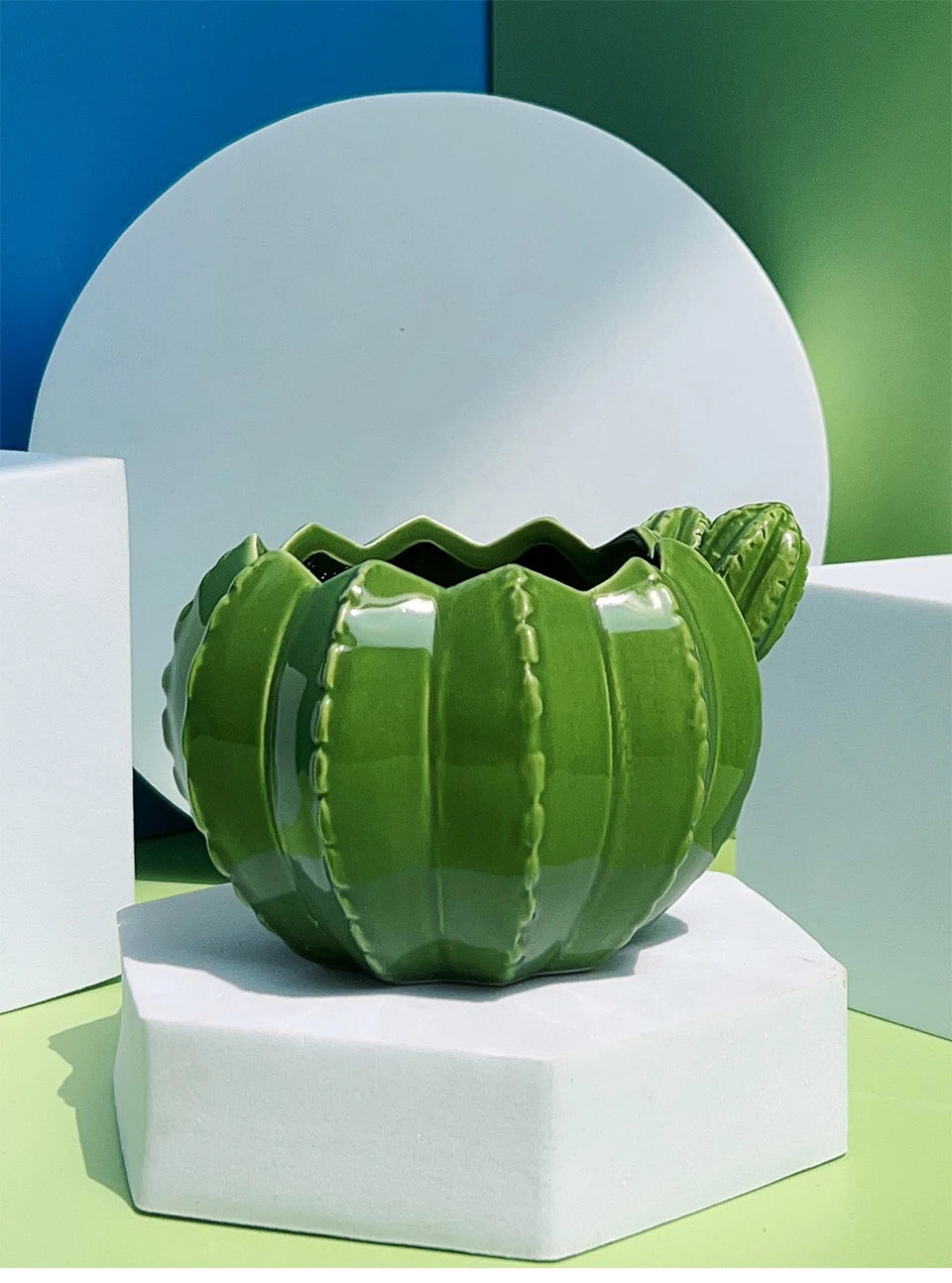 Creative Cactus Shaped Ceramic Succulent Flower Pot Garden Balcony Decorations Home Living Room Desktop Decoration Ornament
