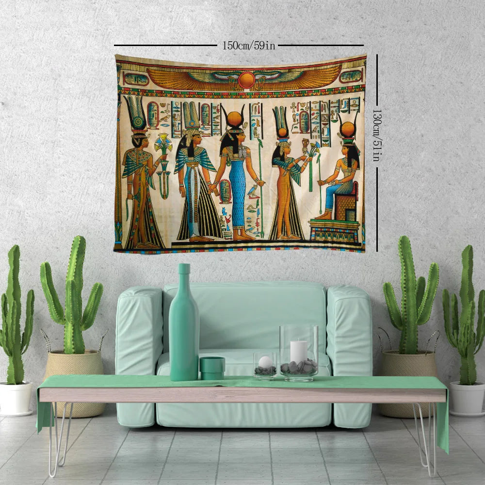 Egyptian Painting Tapestry  Nefertalis Tomb Thebes Wall Hanging Gods of Ancient Egypt Mural for Bedroom Living Room Dorm Decor