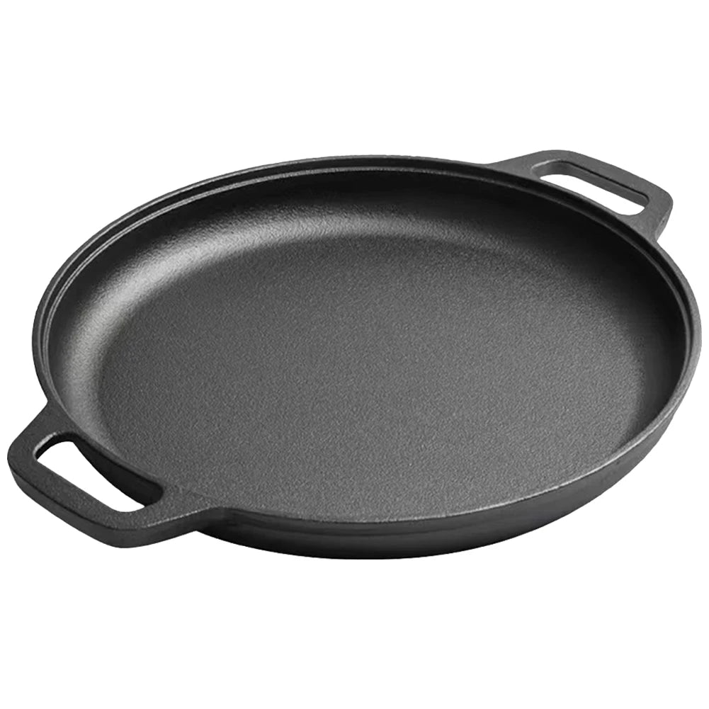 Cast Iron Frying Pan For Home Use Pizza Pancake Fry Pan Non-Stick Round Griddle For Crepes Camping BBQ Grill for Outdoor Cookwar
