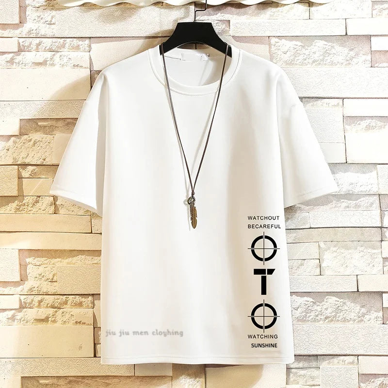 2024 Summer Short Sleeve T Shirt Men'S graphics Print Black White Tshirt Top Tees loose Fashion Clothes O- neck Tshirts