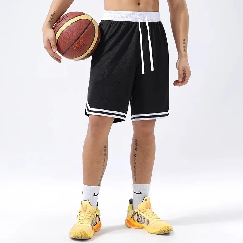 Basketball Pants Sports Running Training Casual Pants Five-point Basketball Shorts Double-sided Zipper Pocket Fitness Men Loose