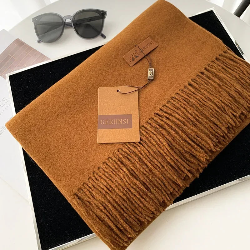 2024 Winter Cashmere Scarf Women Thick Warm Pashmina Shawls Wraps Solid Color Tassel Lady Blanket Echarpe Bufanda Hijab
