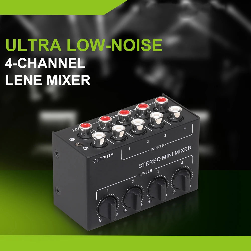 CX400 Mini Passive Stereo Sound Mixer RCA 4-Channel Small Audio Mixer Stereo Dispenser For Live Studio DJ Equipment