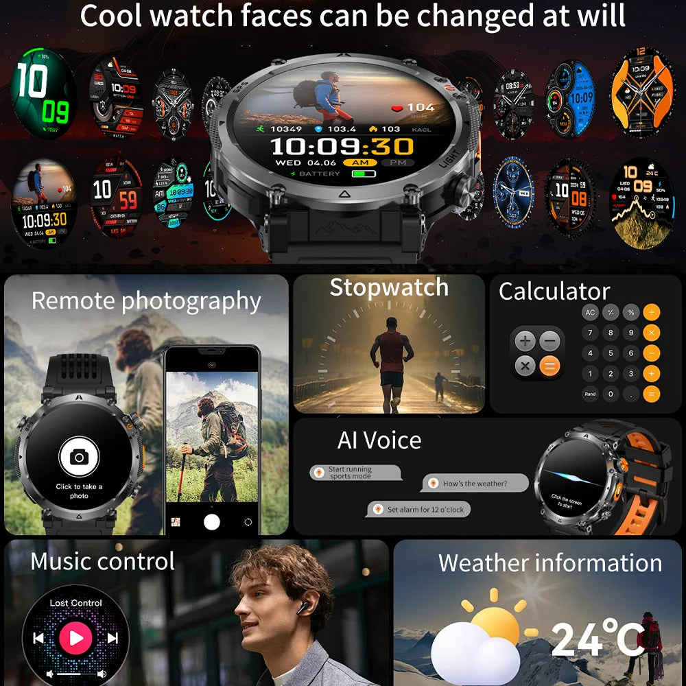 2026 New GPS Ultra Outdoor Sports Smart Watch 1.7" AOD Compass 5ATM Waterproof 170+ Sports Man Durable Military Call Smartwatch