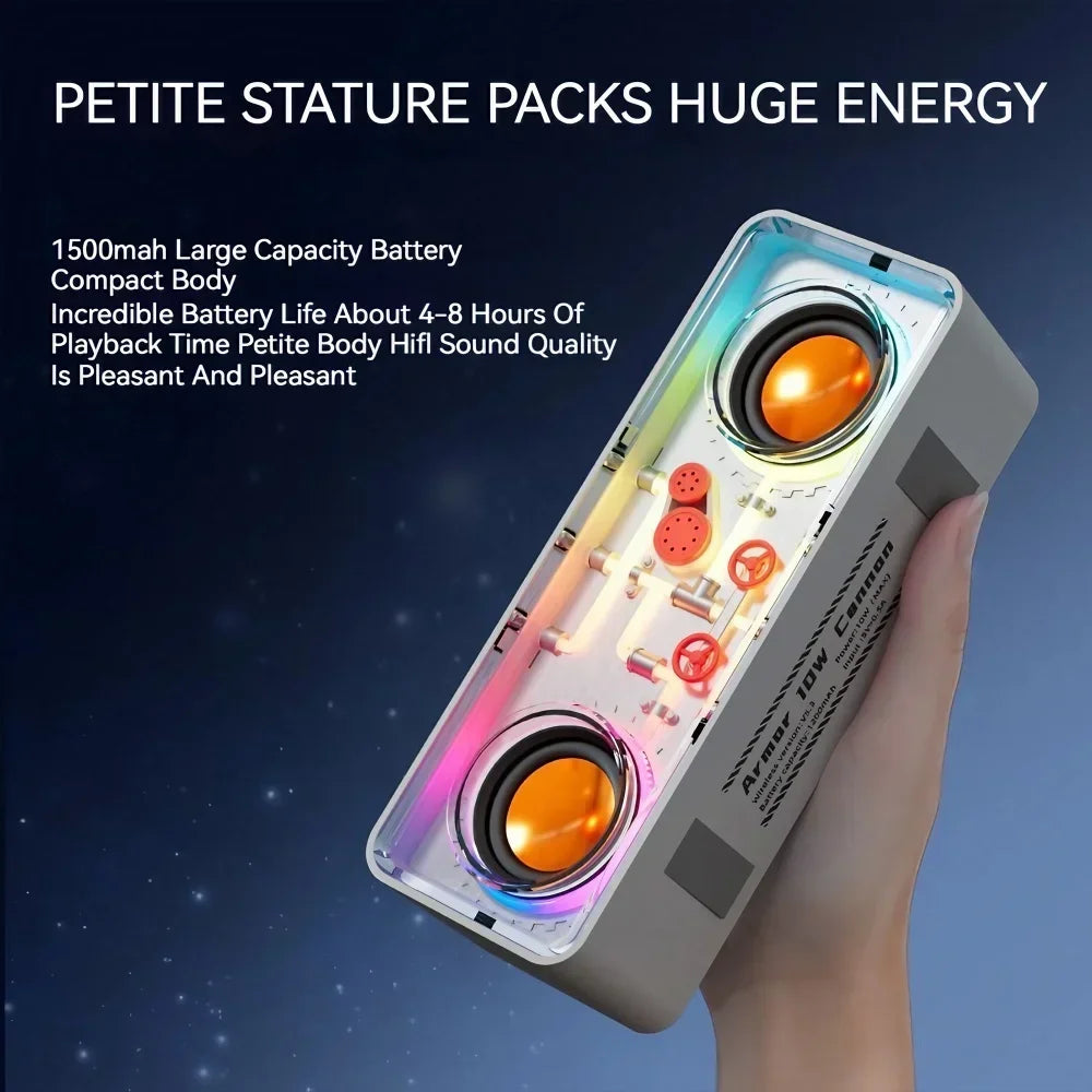 Colorful Portable Bluetooth Speaker Wireless Stereo TWS Transparent Crystal LED Music Player with TF Card