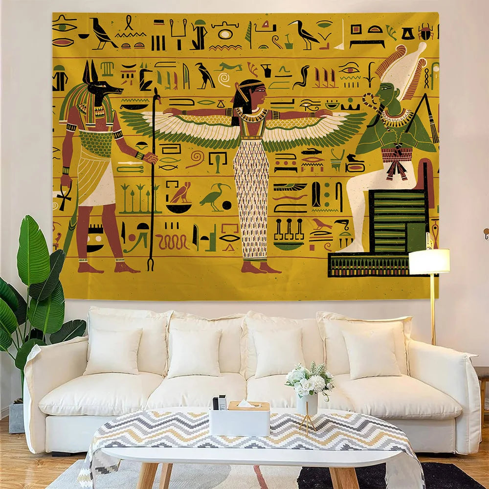 Egyptian Painting Tapestry  Nefertalis Tomb Thebes Wall Hanging Gods of Ancient Egypt Mural for Bedroom Living Room Dorm Decor