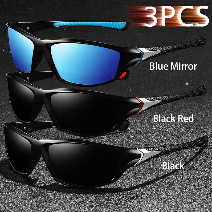 3PCS Fashion Vintage Driving Fishing Cycling Sports Sunglasses Men Women Running Mountaineering Sport Man Sun Glasses UV400
