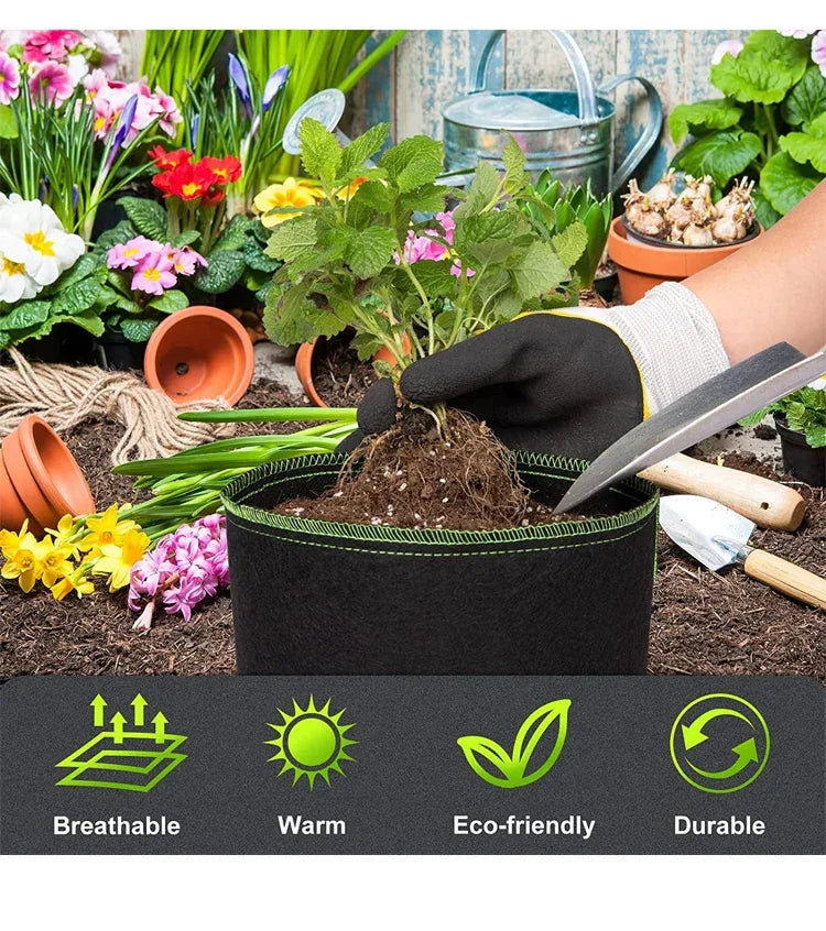 5 10 Gallon 20 Gallon Felt Grow Bags Thickened non-woven Vegetable Saplings Potato Tree Planting Bags Tree Foldable Planting Buc