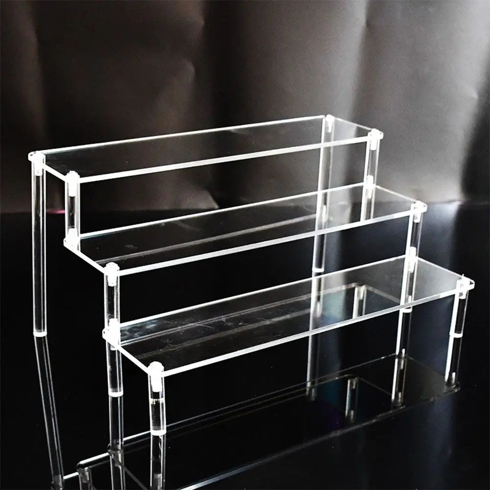 1-5 Tier Acrylic Display Stand Durable Display Rack For Cupcake Perfume Doll Transparent Trapezoidal Blind Box Storage Shelf