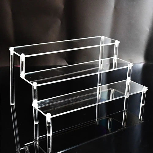 1-5 Tier Acrylic Display Stand Durable Display Rack For Cupcake Perfume Doll Transparent Trapezoidal Blind Box Storage Shelf