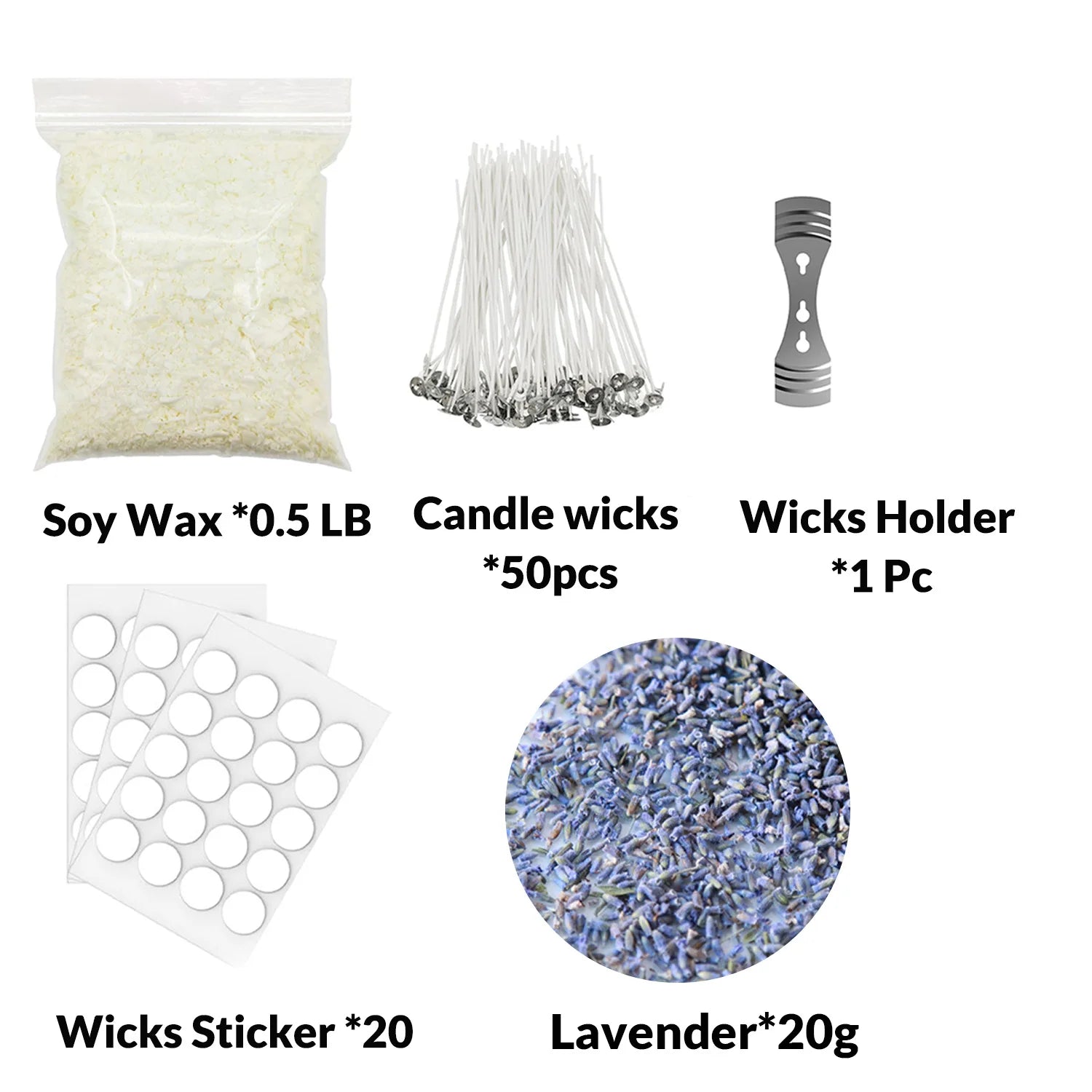0.5LB Candle Making Kit Supplies, Soy Wax DIY Candle Making, With Soy Candle Wax, Candle Wicks, Fragrance Dried Flower