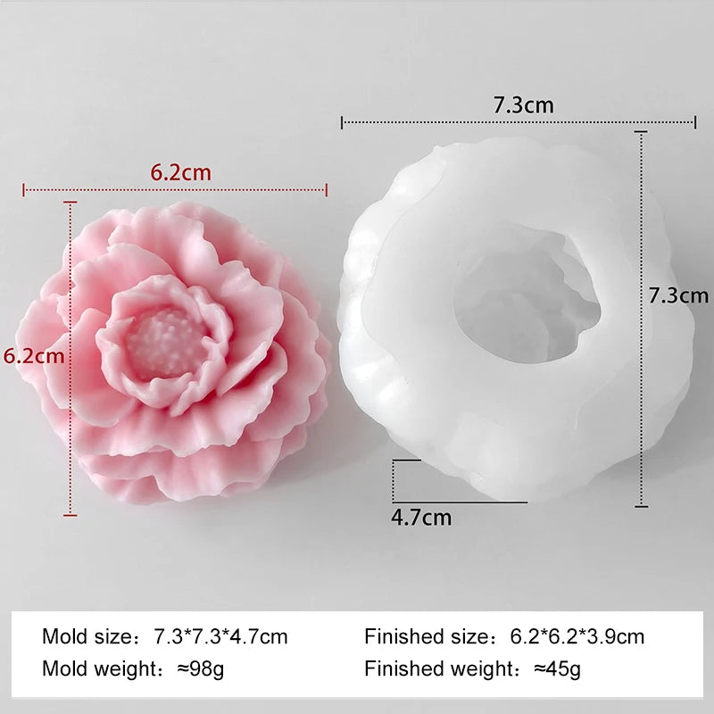 DIY Flowers Series Silicone Mold Handmade Aroma Candle Plaster Resin Mold Floral Form Rose Peony Chocolate Candy Baking Tool