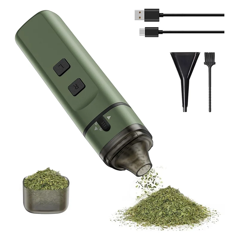 A01V-Green Electric Herb Grinder – One-Touch Operation, Up To 1.5G, Portable Auto Grinding Machine For Dry Spices
