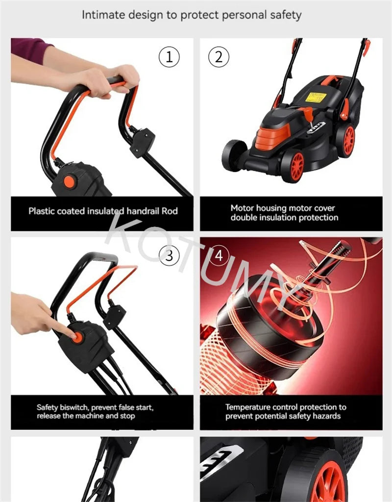 1500W/1800W/2200W Grass Trimmer For Garden Courtyard Hand Propelled Electric Lawn Mower Household Weeding Machine