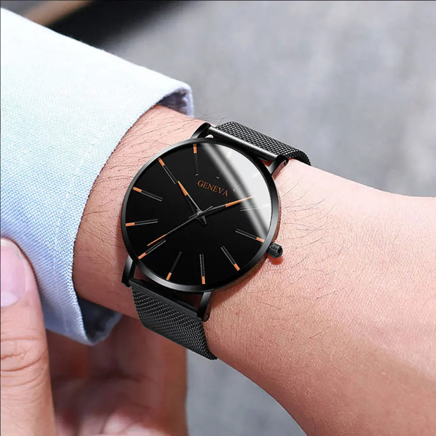 Classic and fashionable men's and women's quartz watches with mesh straps, cool watches, simple and casual couple watches, busin