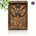 Ancient Egyptian Aluminum Wall Art Set, Metal Sign Plaque with Hieroglyphics and Eye of Horus for Home, Decorative Wall Poster