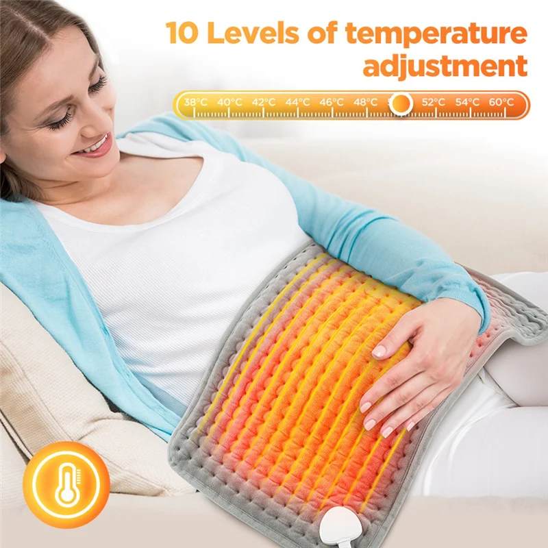 AA81-Heating Pad For Back Electric Heating Pad For Period Cramps Neck Shoulder Pain Relief 10Heating Levels 4Gears Timing EU Plu