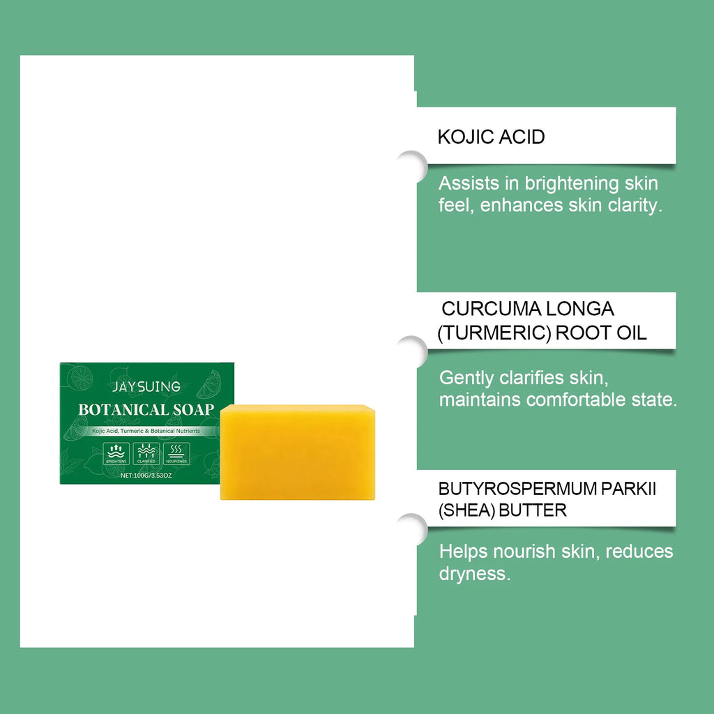 100g Botanical Turmeric Handmade Soap Kojic Acid Soap Natural Skincare Bar For Moisturizer Gentle Exfoliating For Face Hydrating