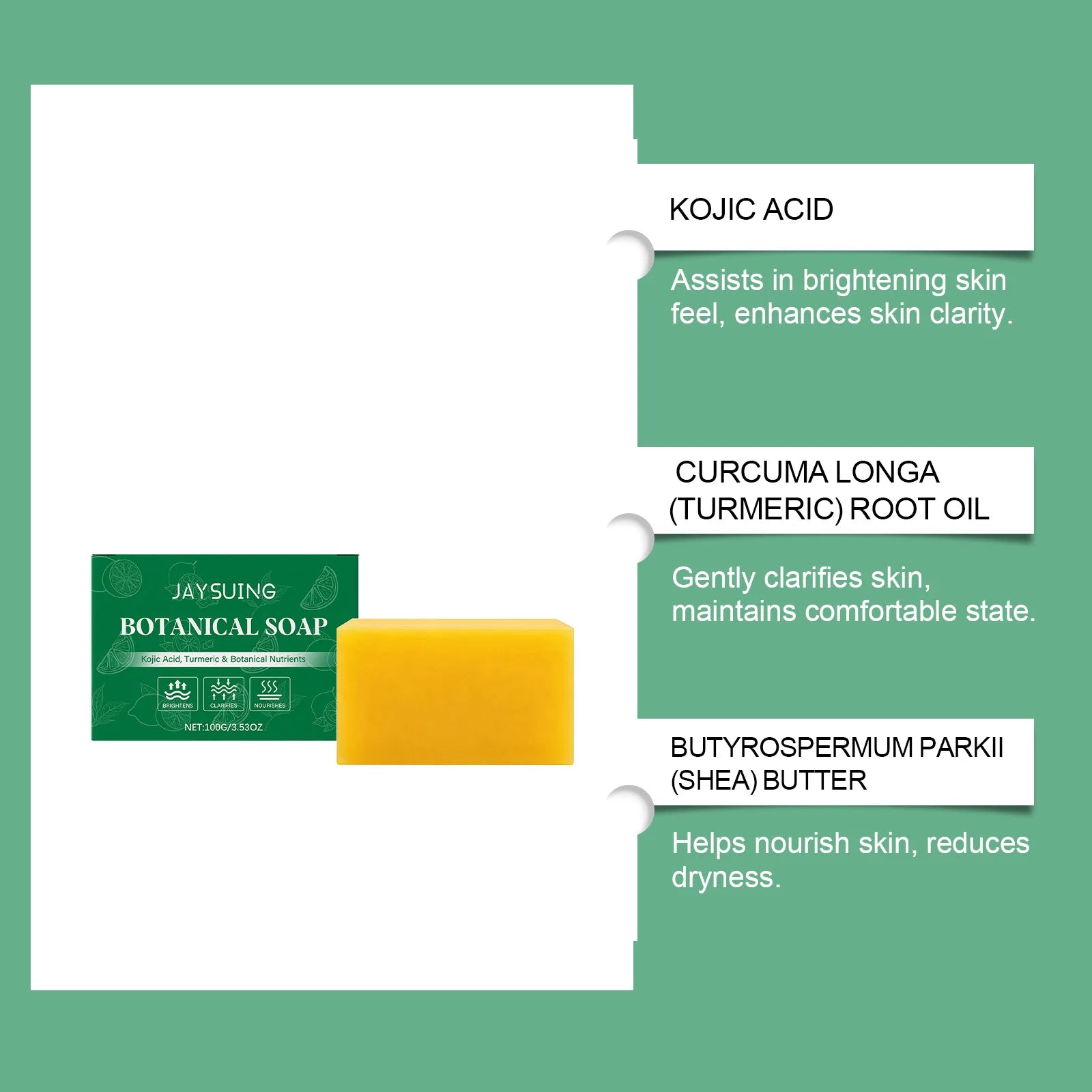 100g Botanical Turmeric Handmade Soap Kojic Acid Soap Natural Skincare Bar For Moisturizer Gentle Exfoliating For Face Hydrating
