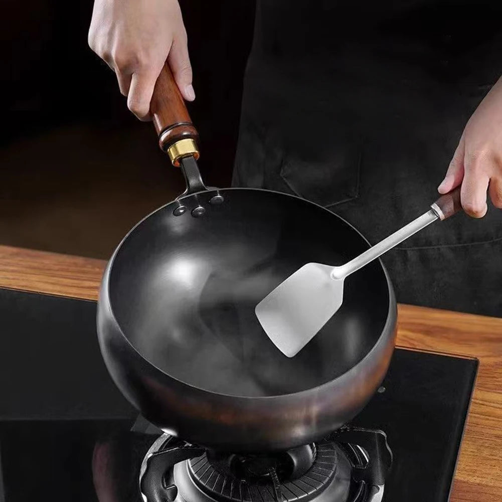 1pcs Iron Pot Big Belly Pot Pure Hand Forged Small Frying Pan Uncoated Iron Pot Non-stick Household Wok ﻿
